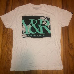 Young & Reckless White and Teal T-Shirt